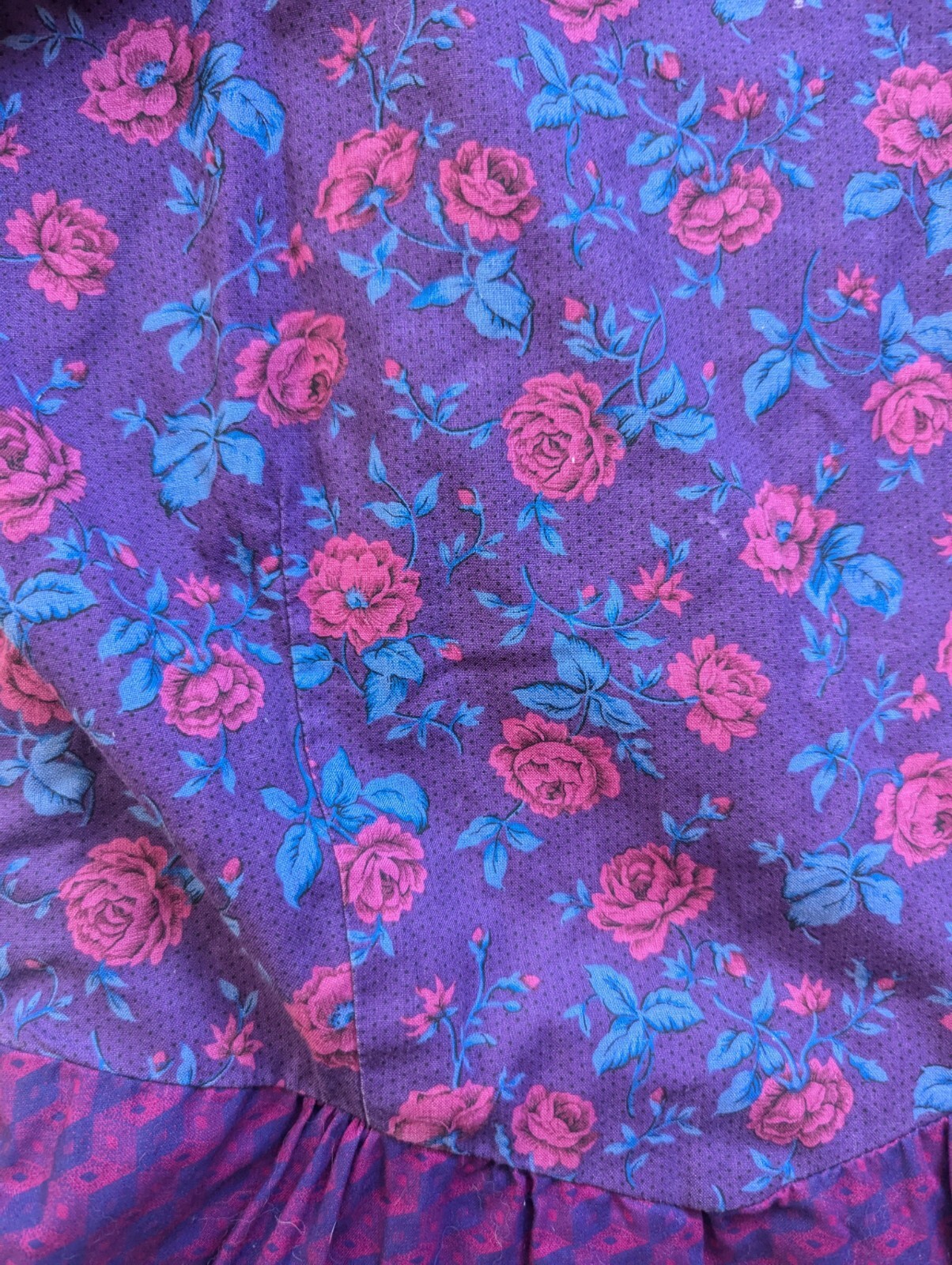 Vintage 70’s 80’s Purple Pink Puff Juliet Sleeves Floral Mini Dress Size Small