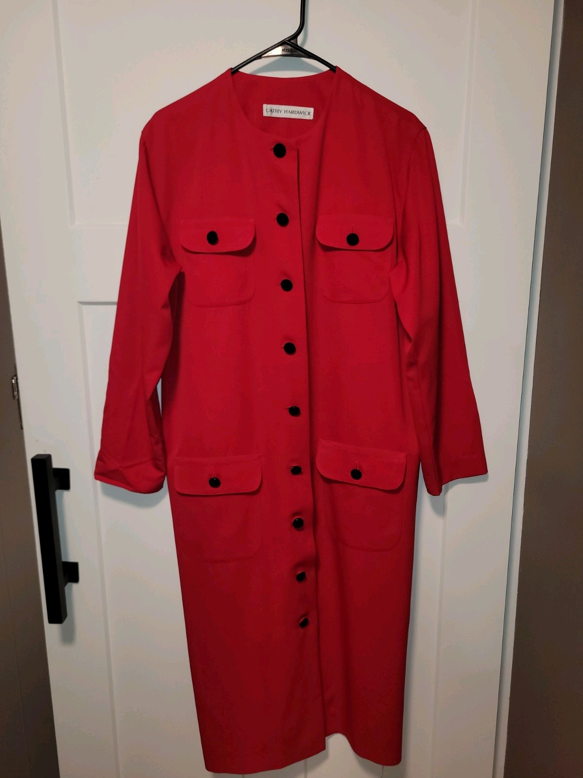 Cathy Hardwick Wool Coat Vintage USA Made S/M Red Classic Winter Chic Elegance