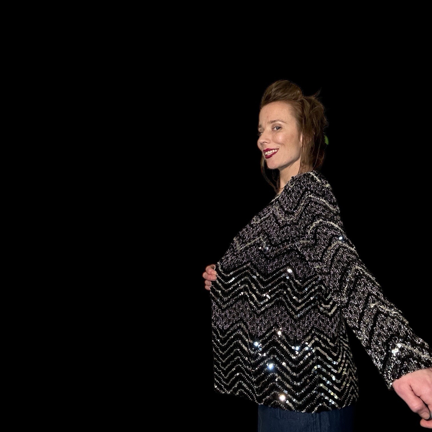 Vintage 80s Glam Formal Black & Silver Zig Zag Barclay Square Blazer Jacket