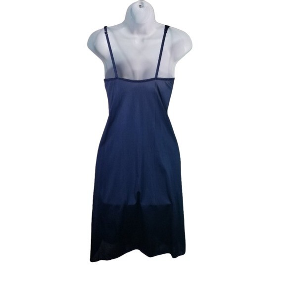 Vtg 70s angela by bestform blue lace slip dress lingerie tag 34 nylon