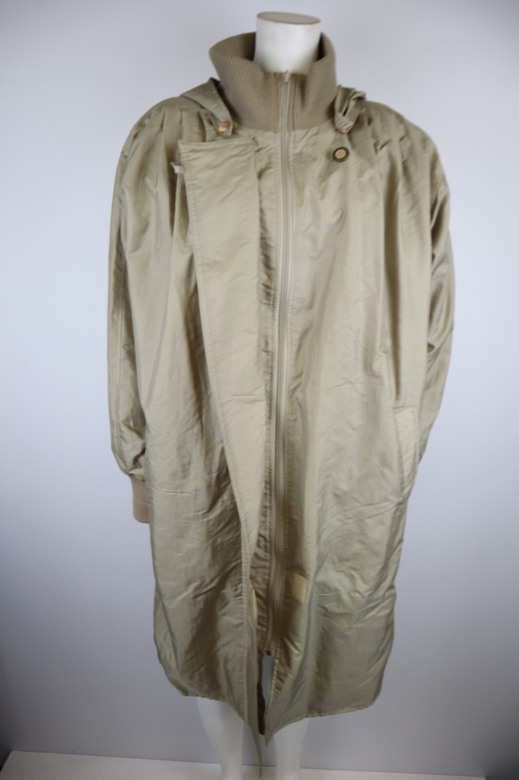 VINTAGE 80S 90S WOMEN’S BEIGE COAT – MONICA GRAY – REMOVABLE LINER & HOOD – S