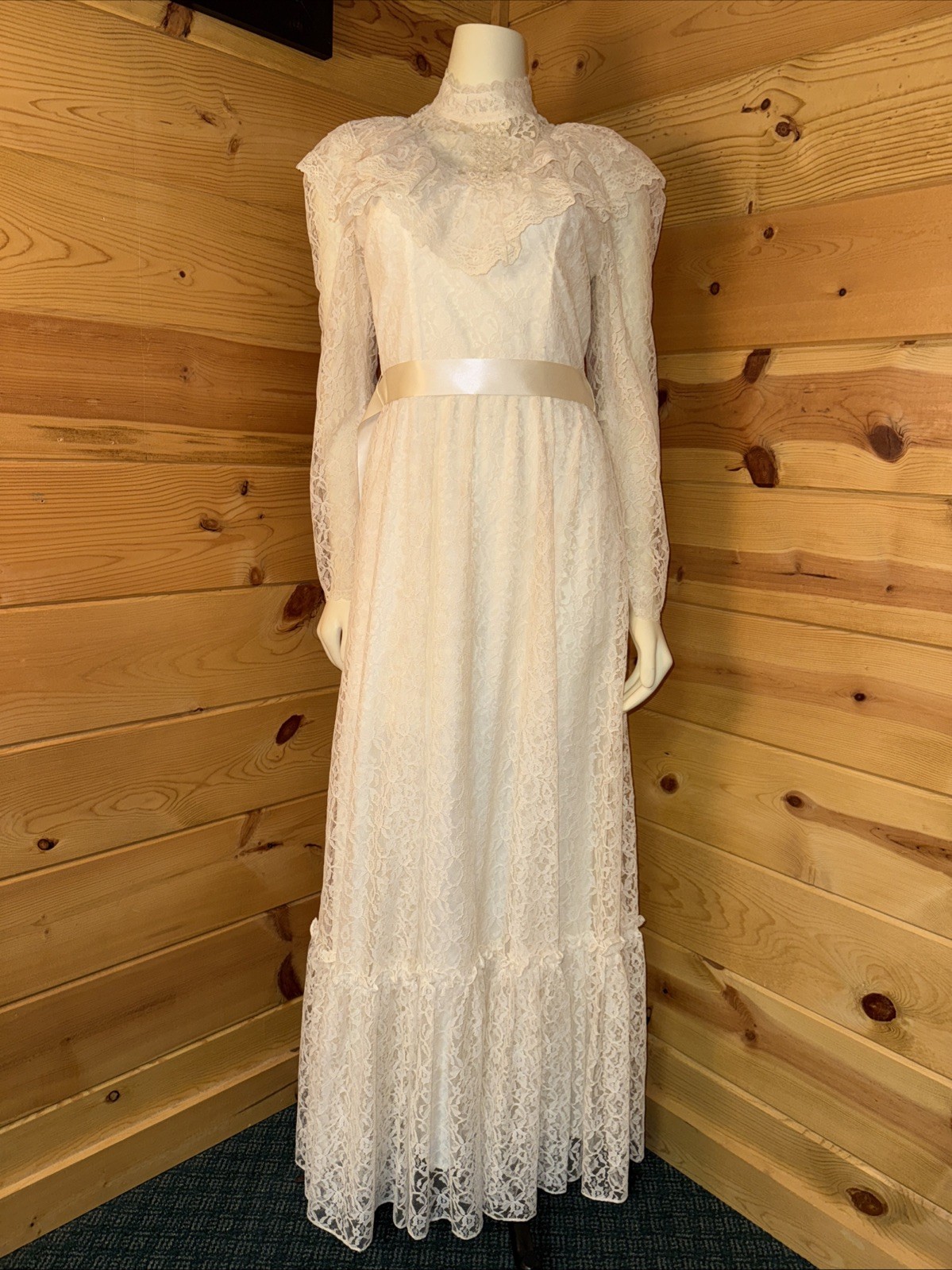 Vintage CANDI JONES California Lace Edwardian Victorian Boho Wedding Dress