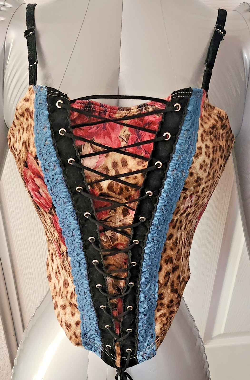 Fredericks of Hollywood LaceUp Top Floral & Animal Print FairyGoth BoHo Festival
