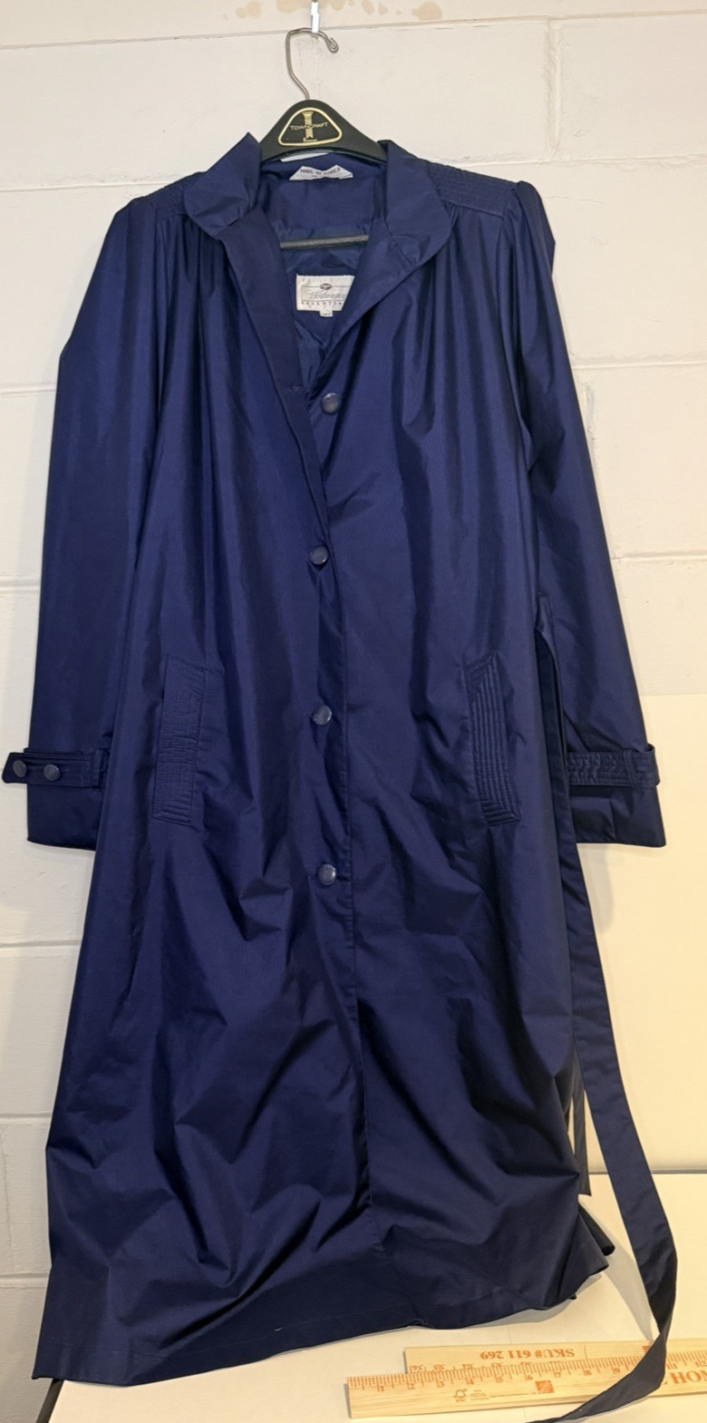 VTG Worthington Essentials Rain Coat/ Trench Coat Blue Ladies Jacket Size 14T