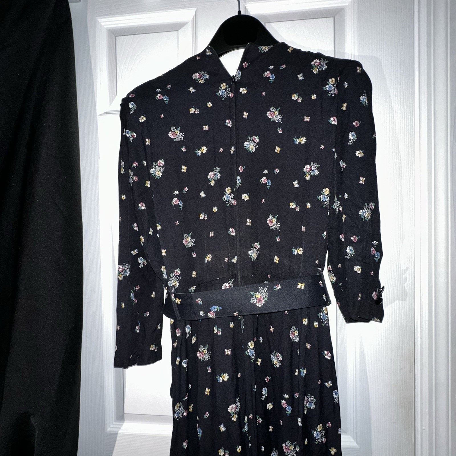 Vintage Blue Floral S.L Fashion Dress-SIZE 18-Vintage Belted Dress