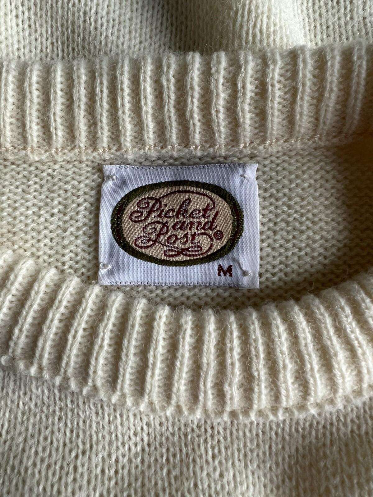 Vintage 1980s Picket and Post Acrylic Ivory Cream Sweater Size M NEW NOS
