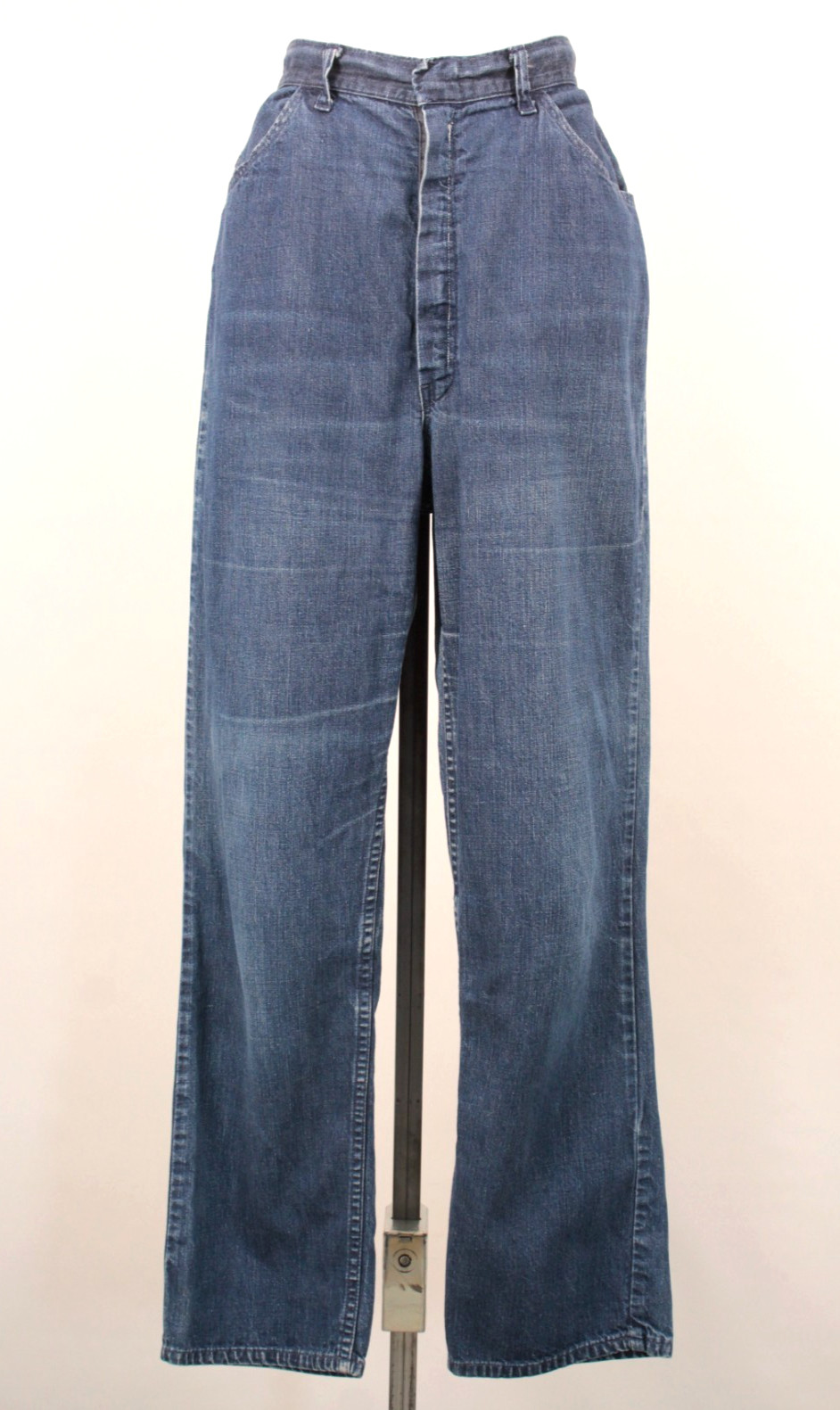 VTG Women’s 60s Blue Denim High Waist Straight Leg Jeans Sz 27″ 1960s