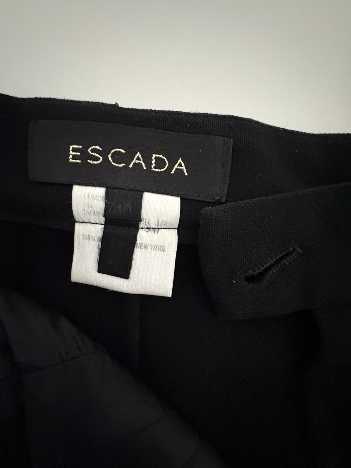 Vintage Escada Black Wool Pleated High Waist Trousers Pants Size 40 (US 12)
