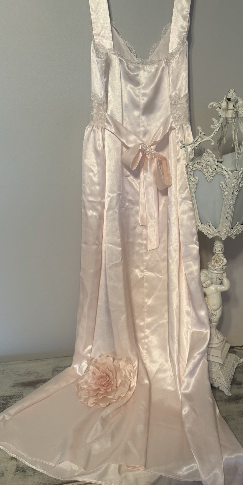 Vintage Harrods London Saxon Lingerie Blush Pink Long Nightgown NEW in Box 1997