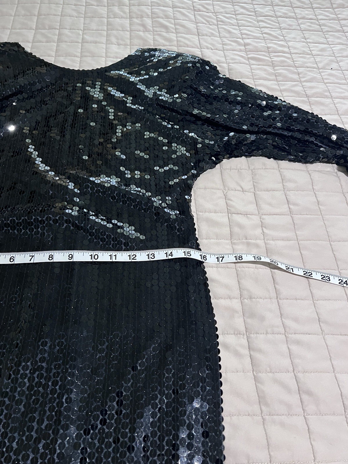 Vtg 80s Fashion LBD Little Black Dress Party Cocktail Midi All Over Sequin 10/12