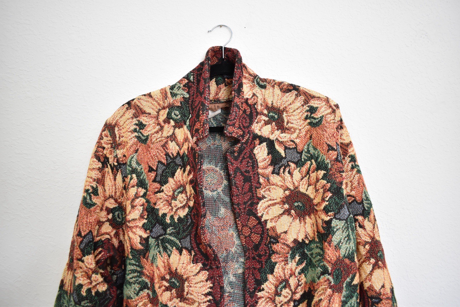 Vintage Painted Pony Sunflower Floral Tapestry Cotton Jacket One Size