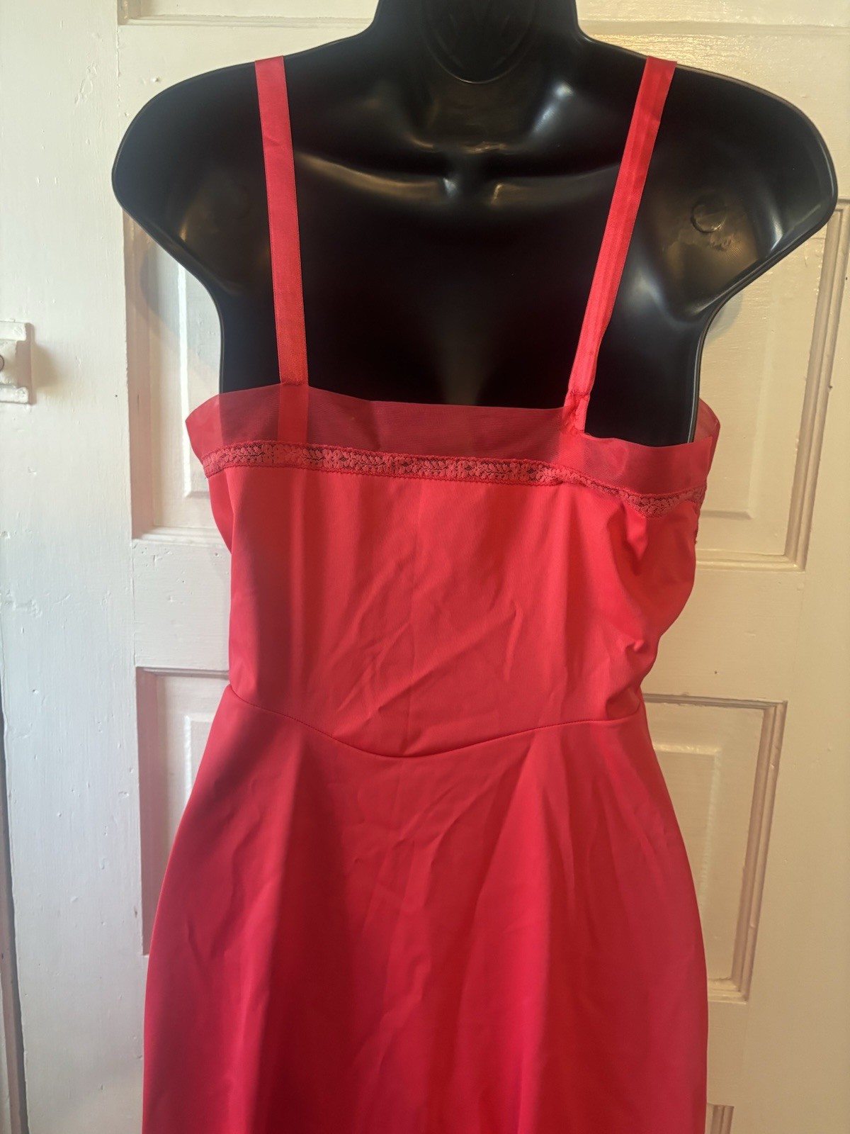 Vintage Rogers Red Embroidered Tricot Full Slip Sz M ~ 34 Inch Bust
