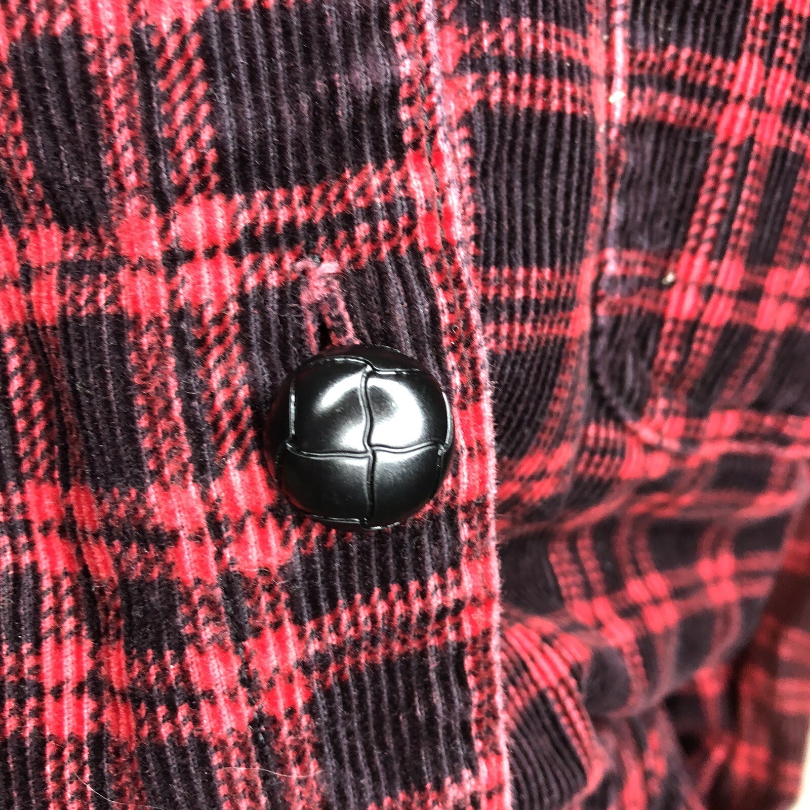 Vintage Fads Red Black Cottagecore Soft Cotton Corduroy Shirt Dress Size 12