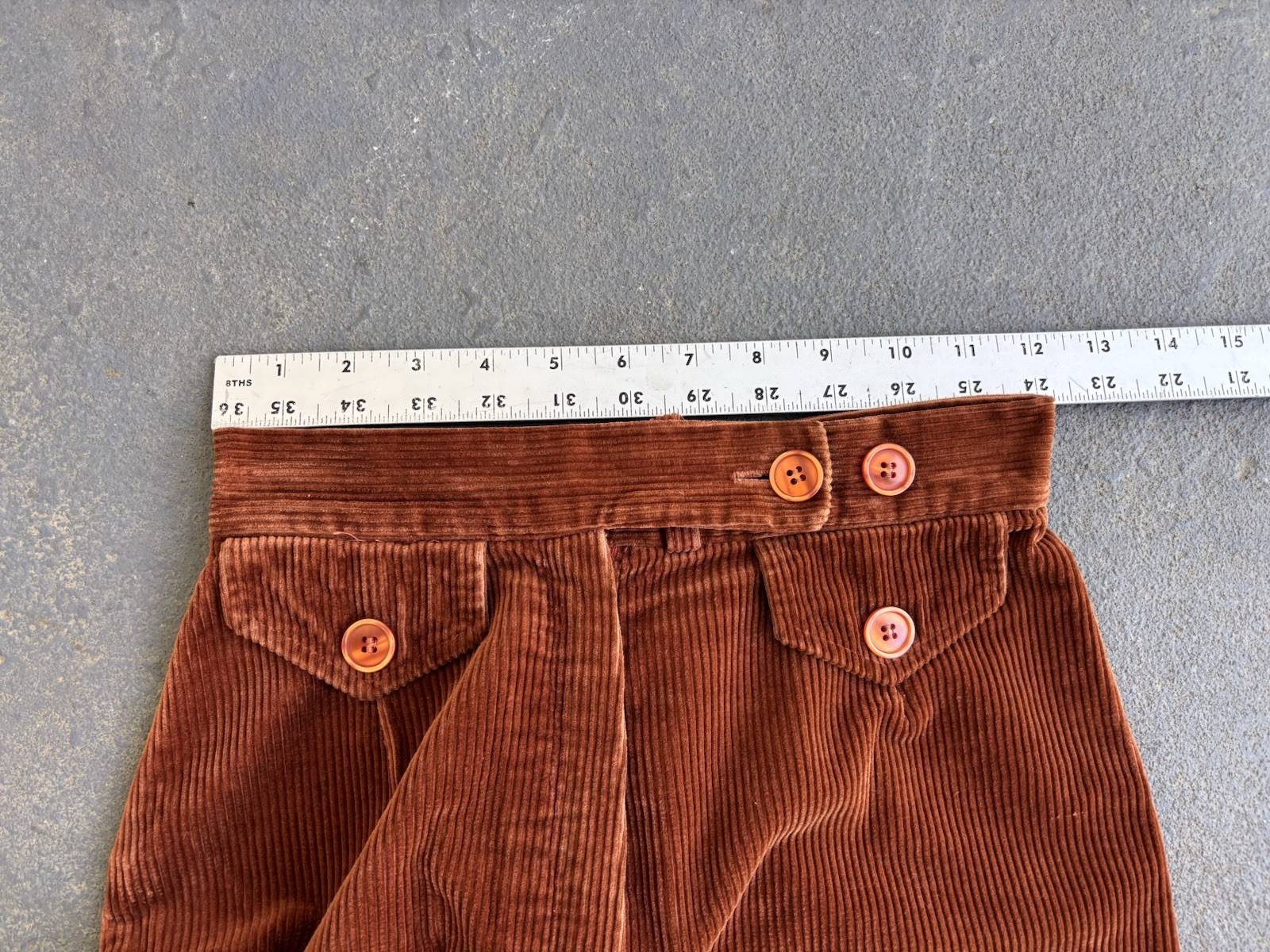 VTG 70s Emily M. HIPPIE Wide Leg FLARE High Waist Corduroys.24” Waist/36”hip