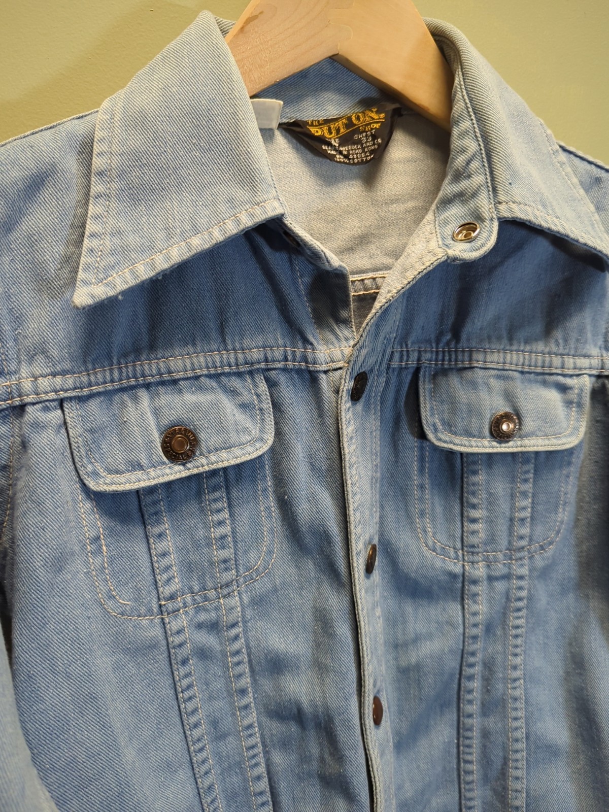 VTG 70s SEARS ROEBECK 'Put On Shop’ Denim Women’s Western Shirt Sz.16/33″ Snaps