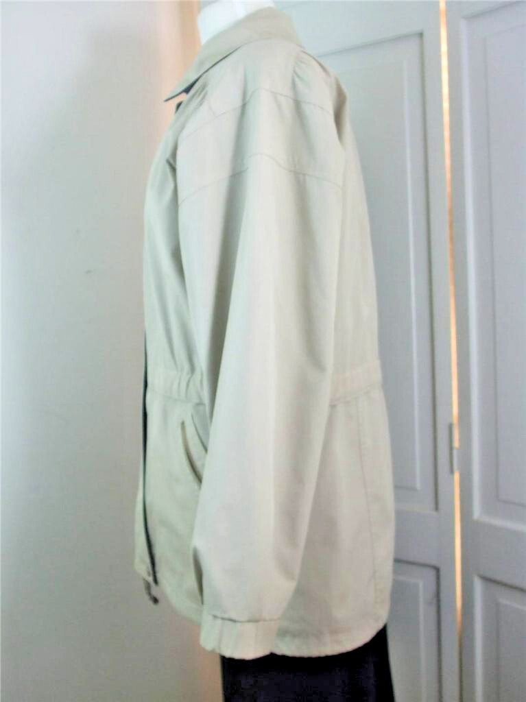 London Fog Women’s S/M Tan Jacket Windbreaker Zipper Snap Button Removable Liner