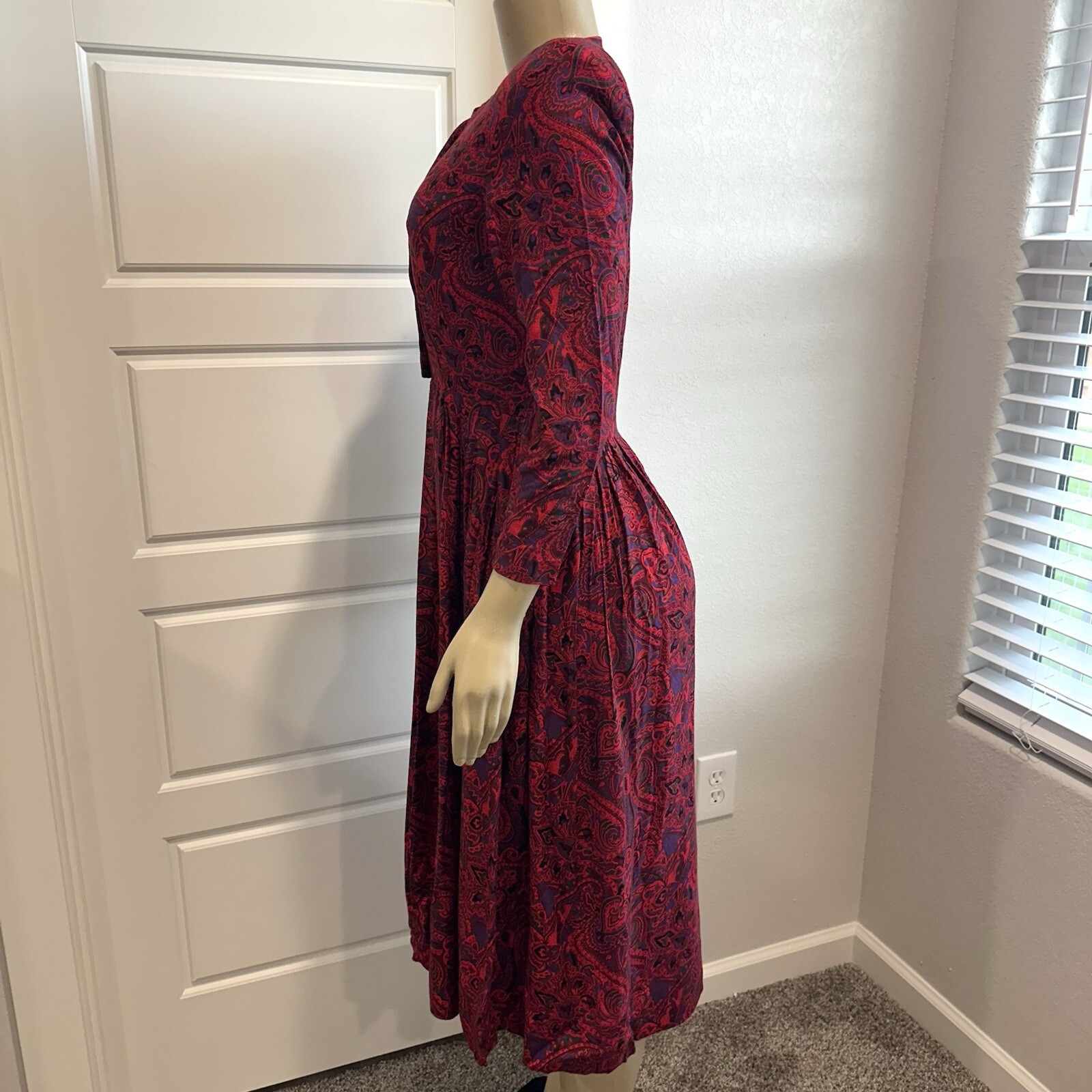 Vintage S.G. Gilbert 80’s Dress Sz 6 Pockets Paisley Fit & Flare Bold Feminine