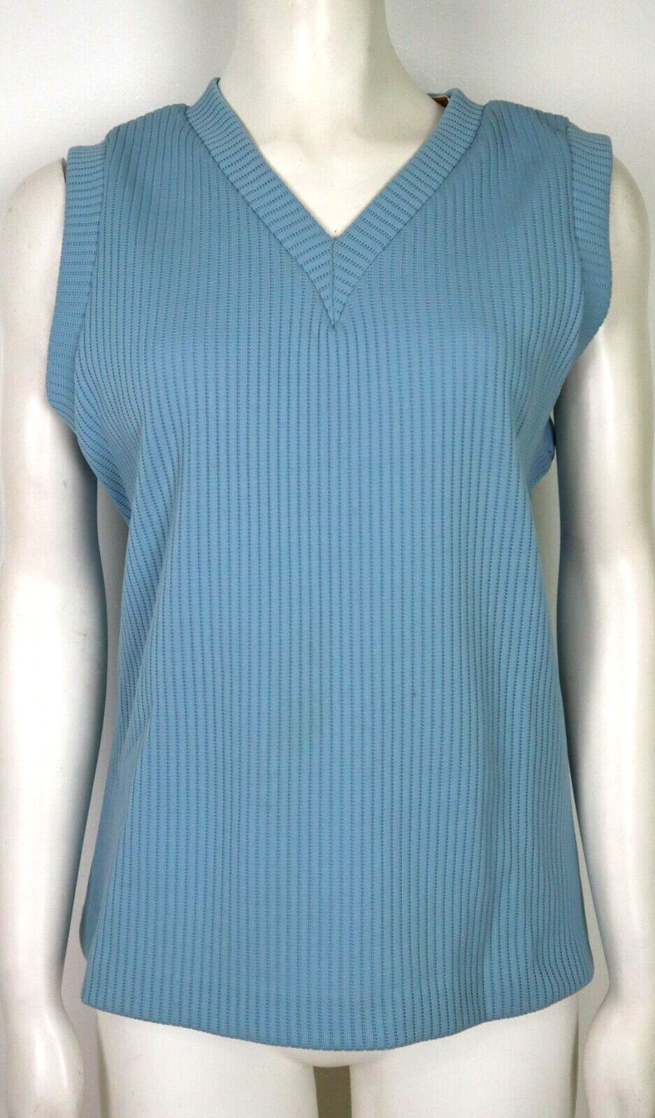 VINTAGE WOMEN’S BLUE SLEVELESS TOP VEST – CENTER STAGE – SIZE 14