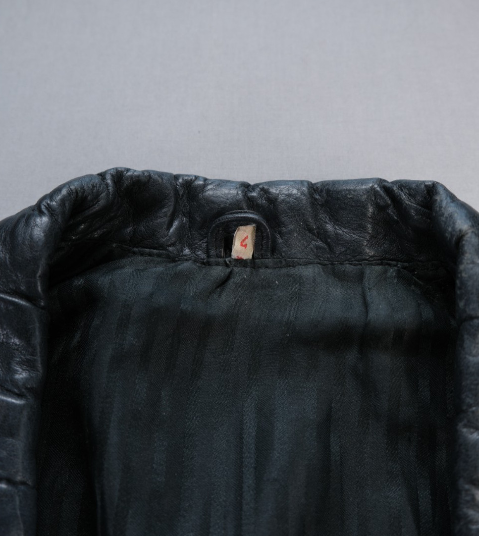 Vintage 80s Oversized Leather Jacket Batwing Dolman Sleeve Shawl Collar No Size