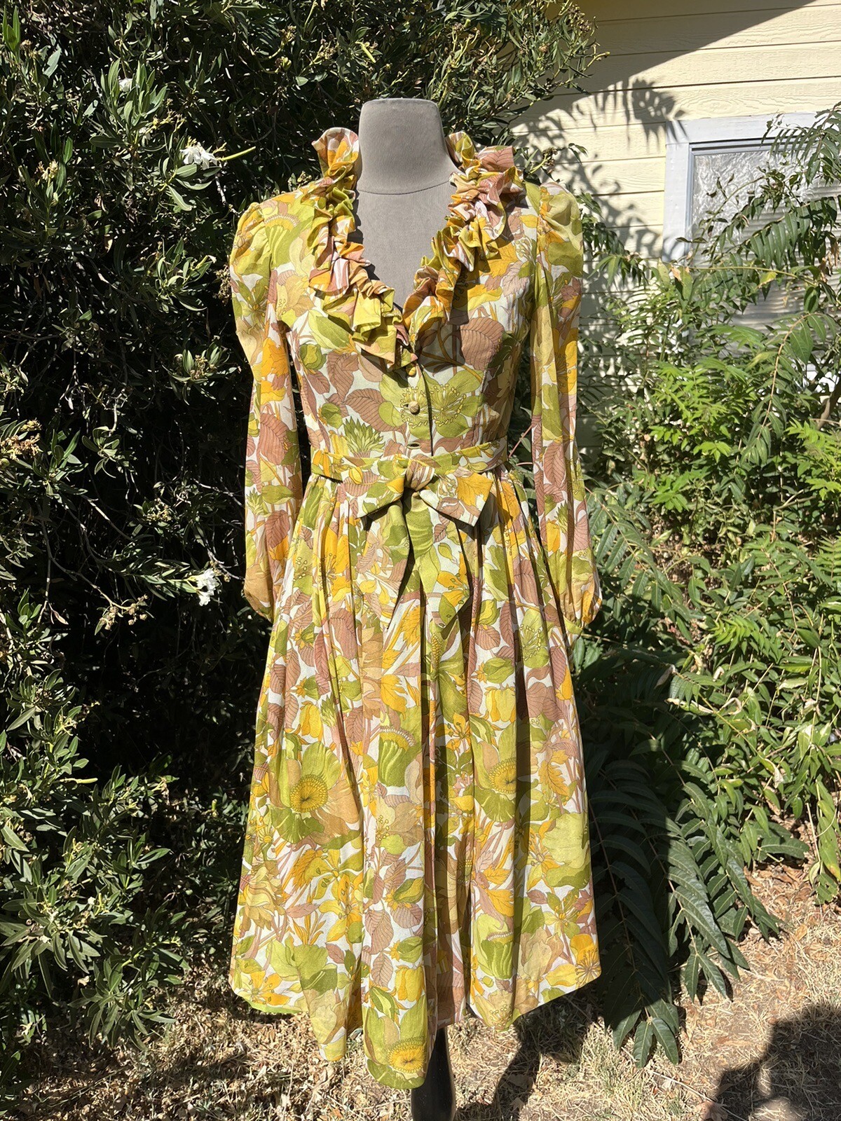Vintage 1960’s Handmade Chiffon Garden Tea Party Ruffled Dress