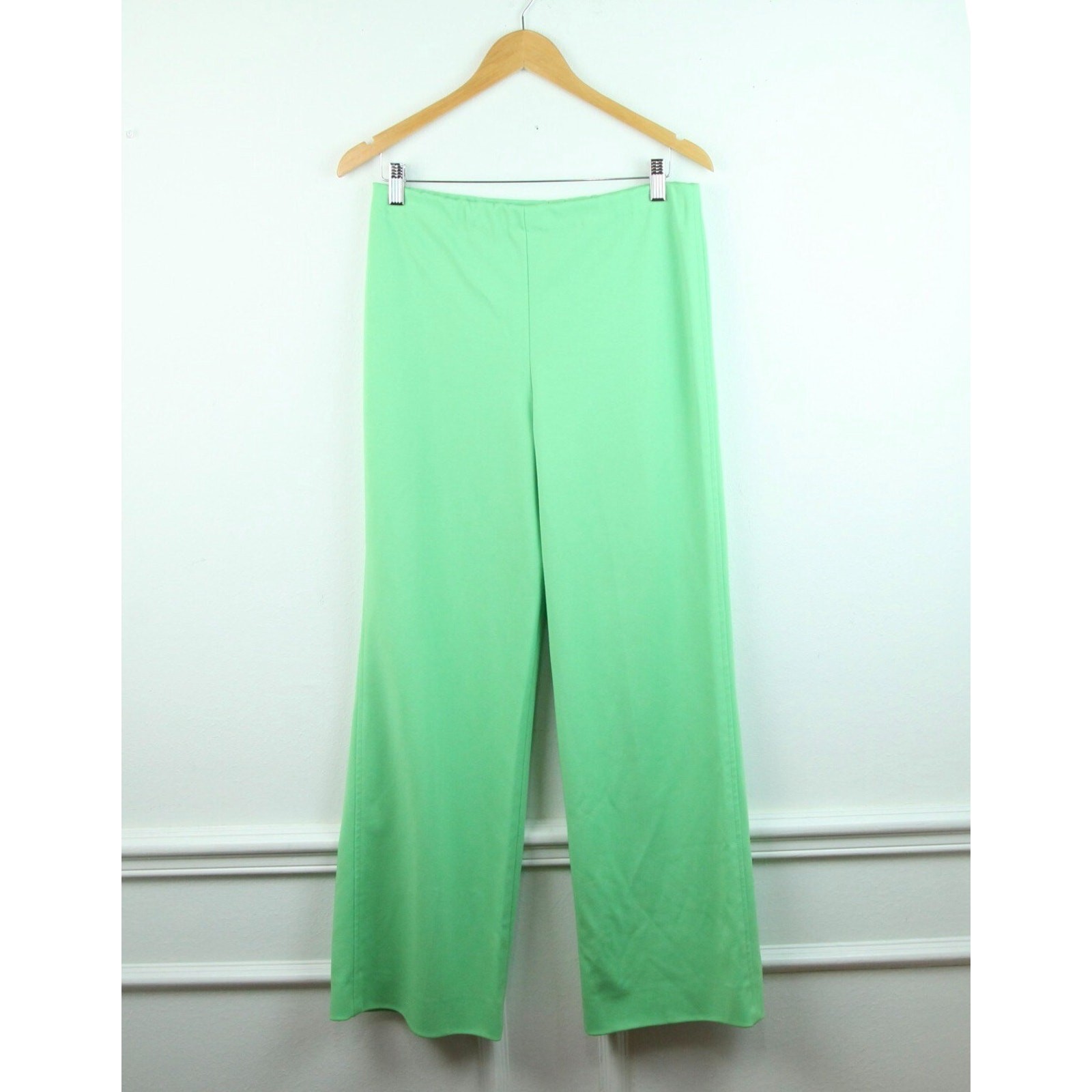 Vintage 12 M L Pants Wide Leg Bright Green Preppy Retro 70s Hippy Maximalist