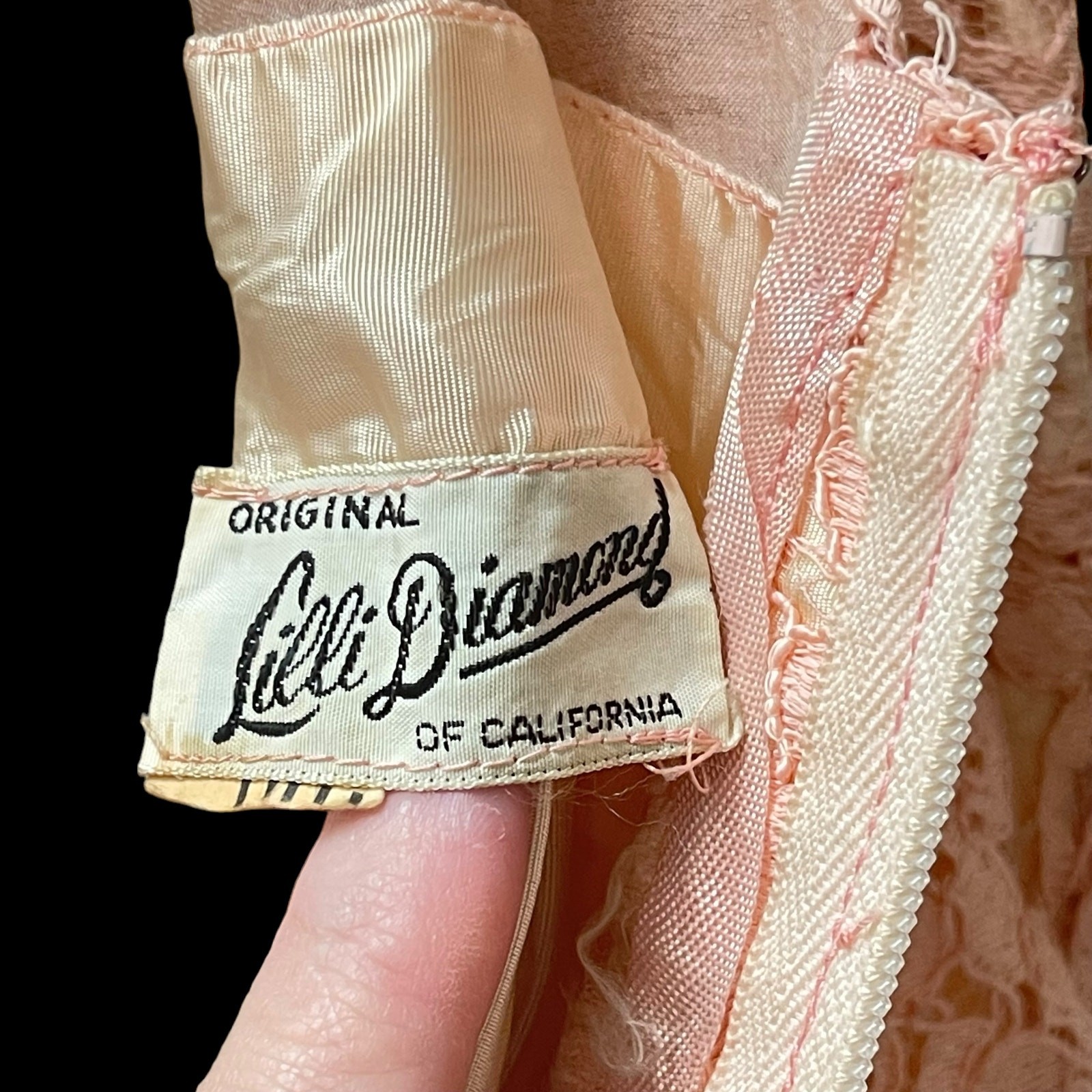 Cream Tiered Lace Lilli Diamond 1950’s Champagne Vintage Tea Dress Sz Medium