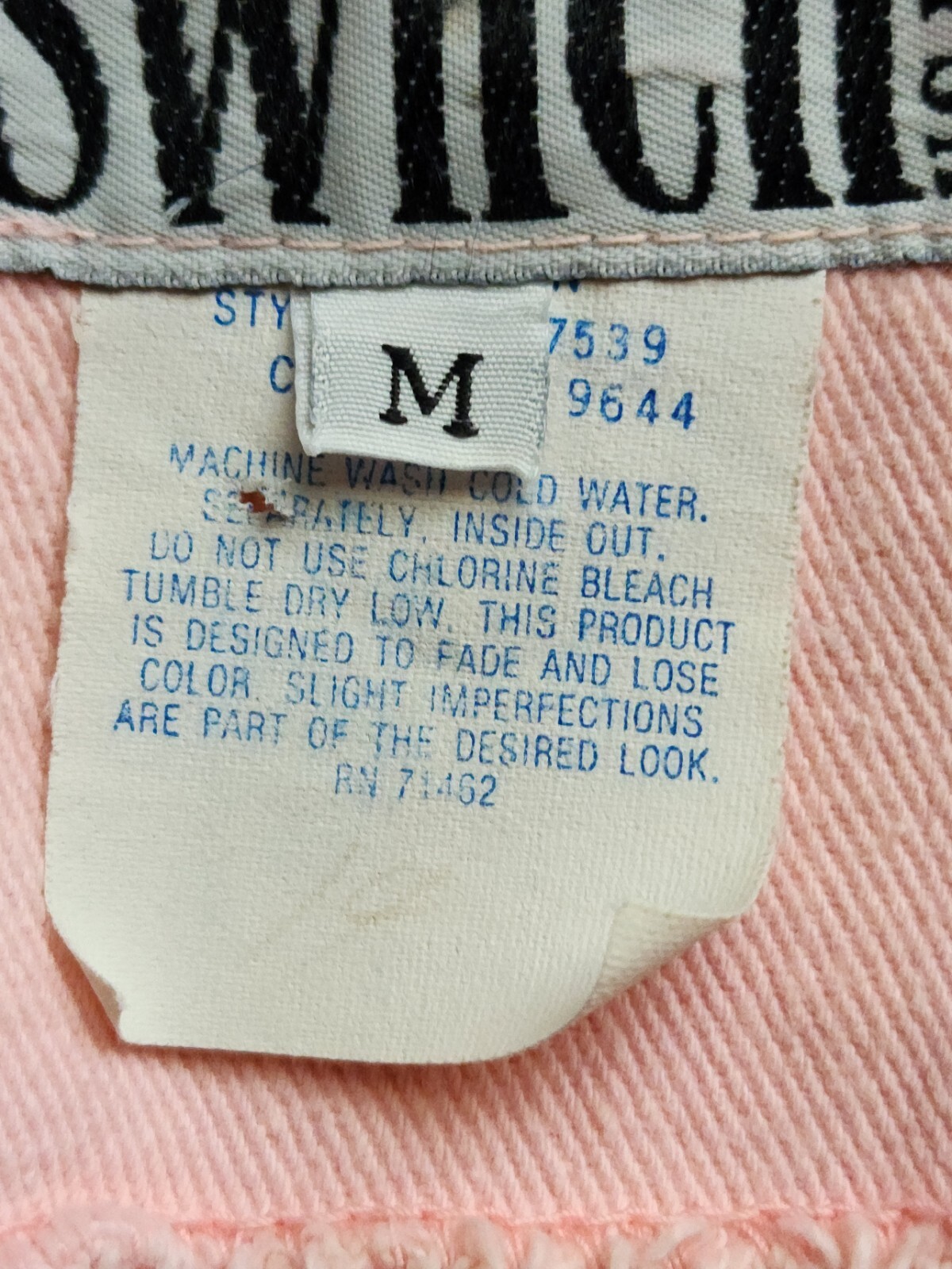 Vtg 80s 2pc denim crop top & shorts set pink XS/S Switch Denim USA