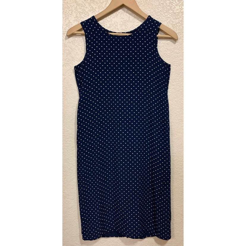Disorderly Kids Vintage 80s Blue Navy Polka Dot Mini Dress Juniors XS
