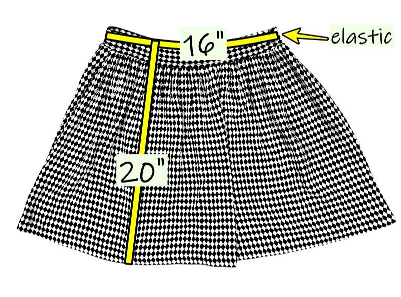 Vintage 90s Black White Geometric MINI Skirt M Elastic Waist A Line USA Indie