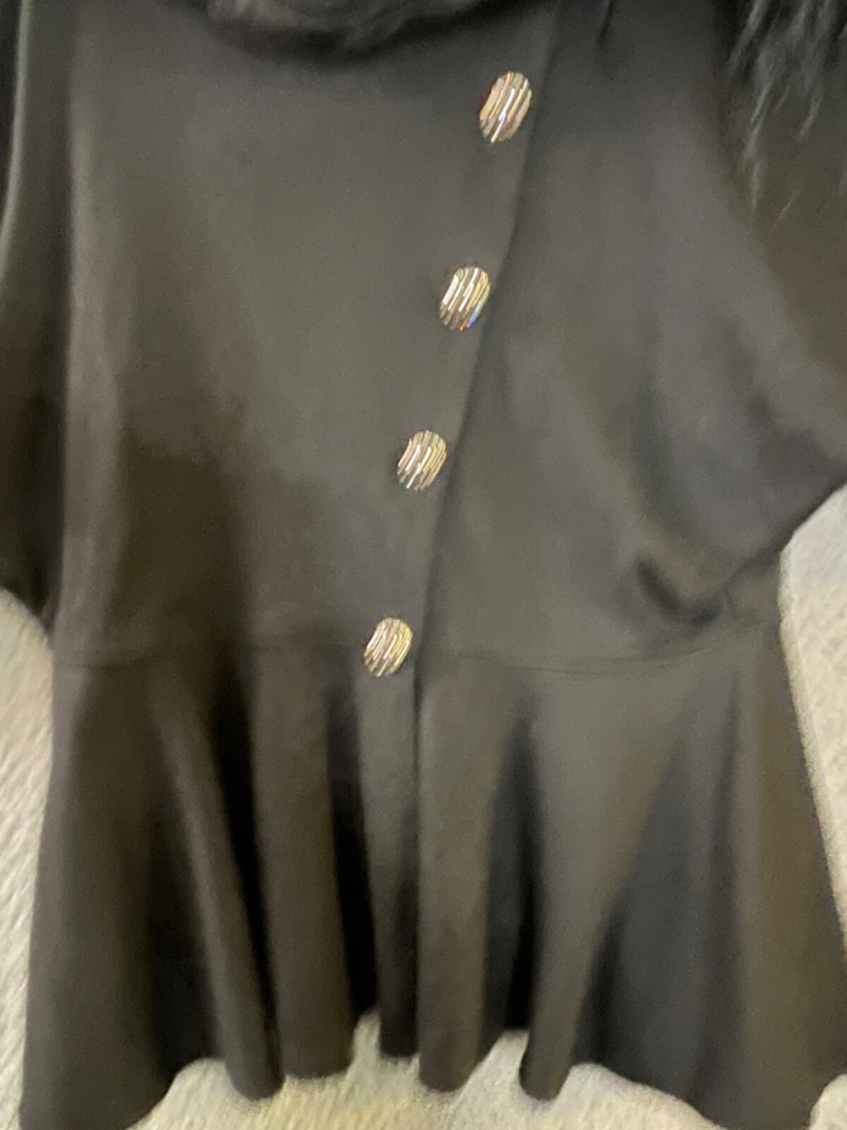 VTG Pat & Janet Top Womens L Black Pullover RS Ostrich Feathers Glitzy Dazzling
