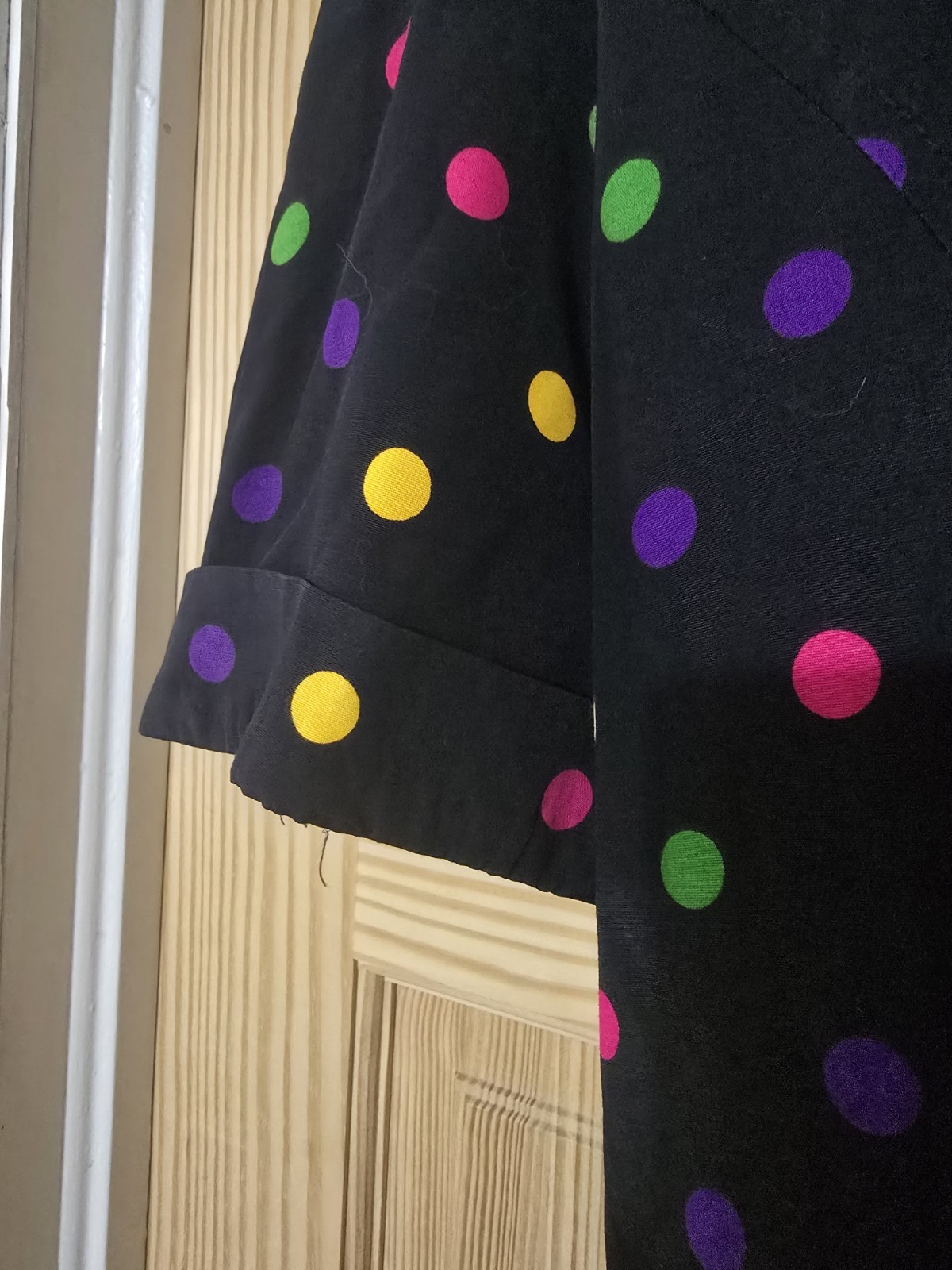 1980’s Phoebe Brand Black Dotted Dress With Flaired Skirt Stranger Things