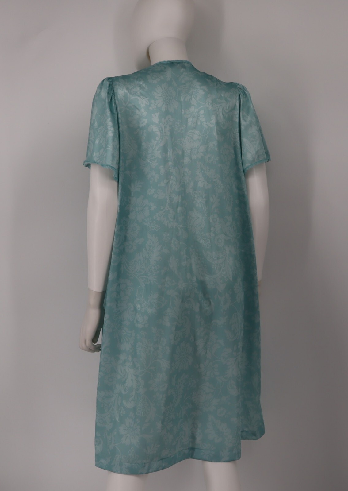 Vintage Vanity Fair Blu Nylon Button Front Robe House Coat Night Gown Medium USA