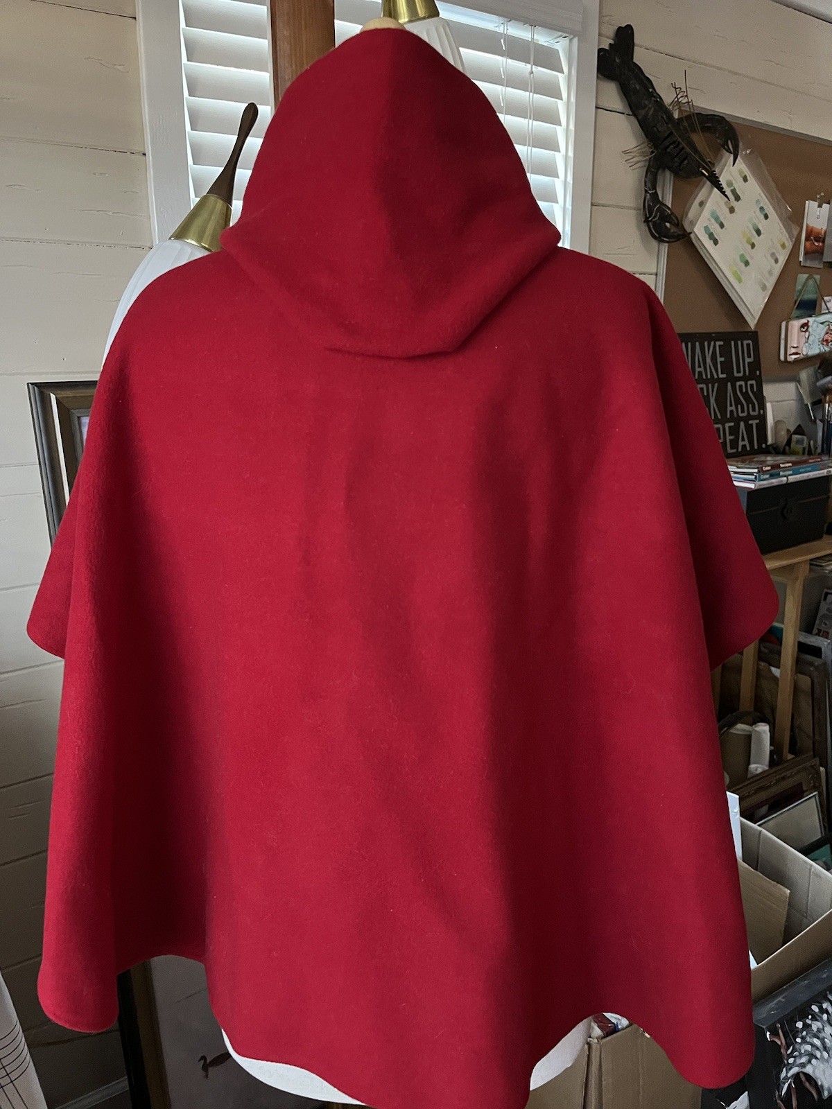 Vintage Coloratura Red Wool Cape Coat Hood Red Riding Hood