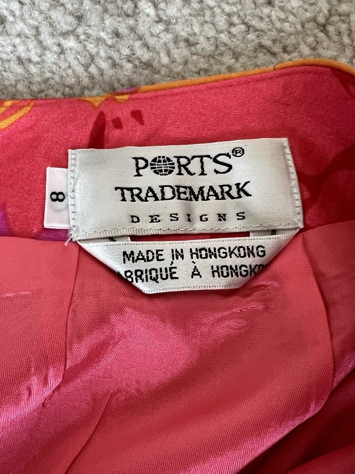 Ports Trademark Size 8 Hot Pink and Orange Floral Tropical Paradise Skirt w/zipp