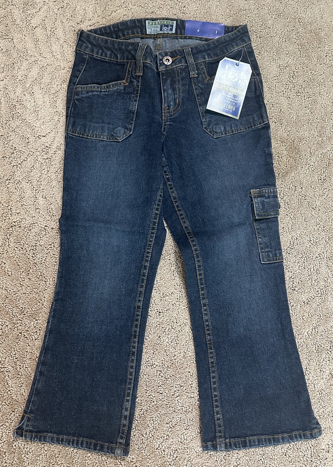 New NWT Vintage 90’s Y2K 2000’s L.E.I. LEI Cropped Cargo Capri Jeans Pants SZ 3