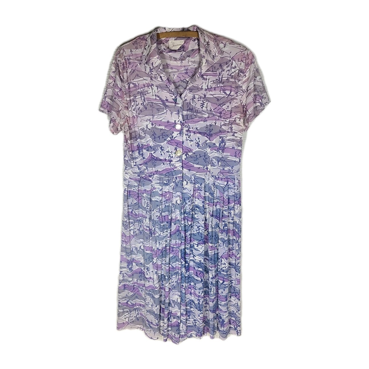 Vtg 60s Rayon Knit Dress 20 1/2 Plus Size Jeanne Modes Purple Shirt Waist Summer
