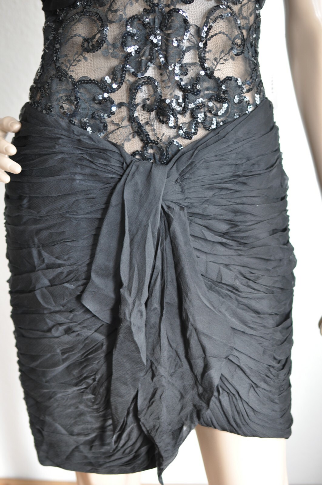 Bellville Sassoon Mullany Vintage Evening Gown Party Cocktail Dress Lace Silk 40