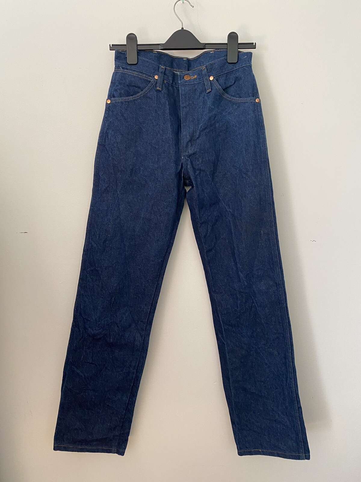 Vintage Wrangler Jeans 80s Dark Denim Straight Leg High Waisted 13MWZ 29 x 32