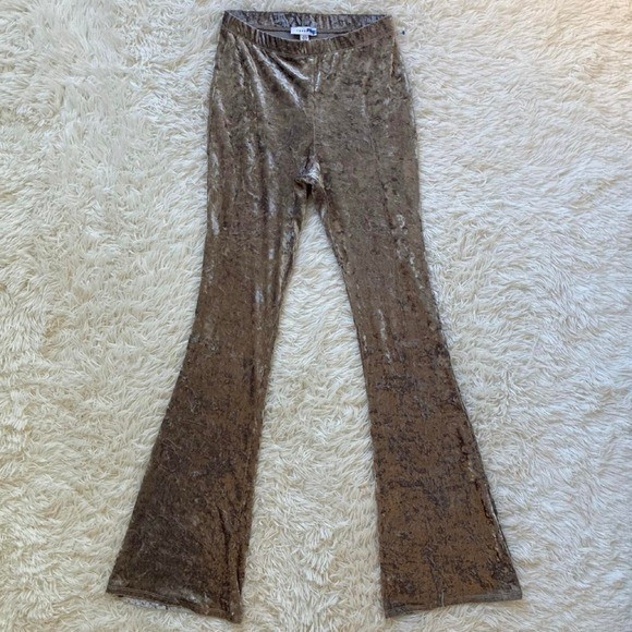 70s Retro Topshop brown velvet flare disco pants Size 4
