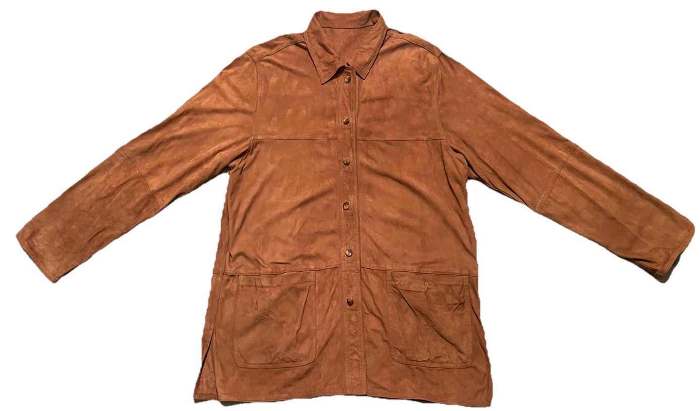 Vintage Jacket Linea Selecta Brown Suede, 100% Leather Made In France Size Large