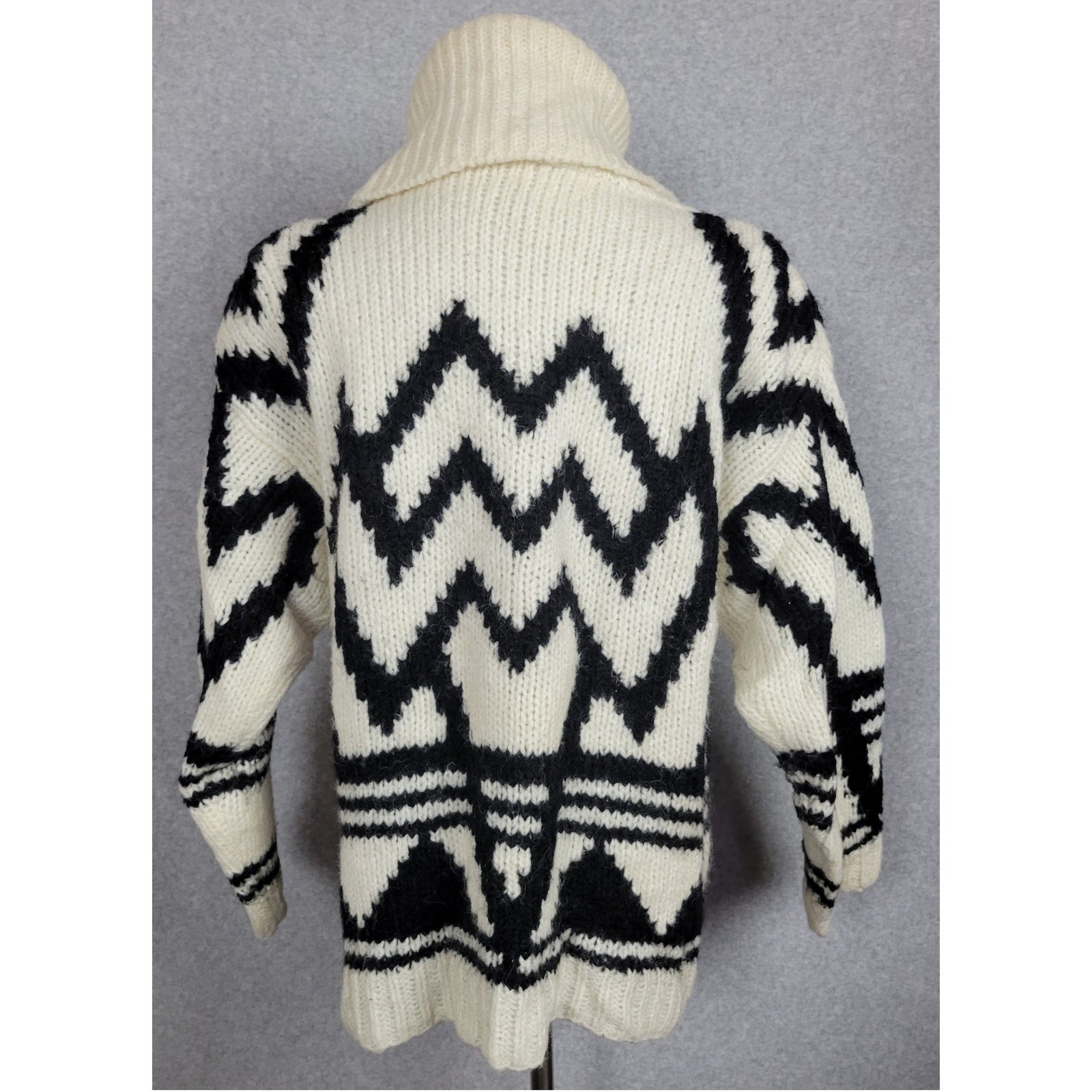 Protokol by Collage Vintage Mohair Blend Chunky Geometric Turtleneck Sweater L