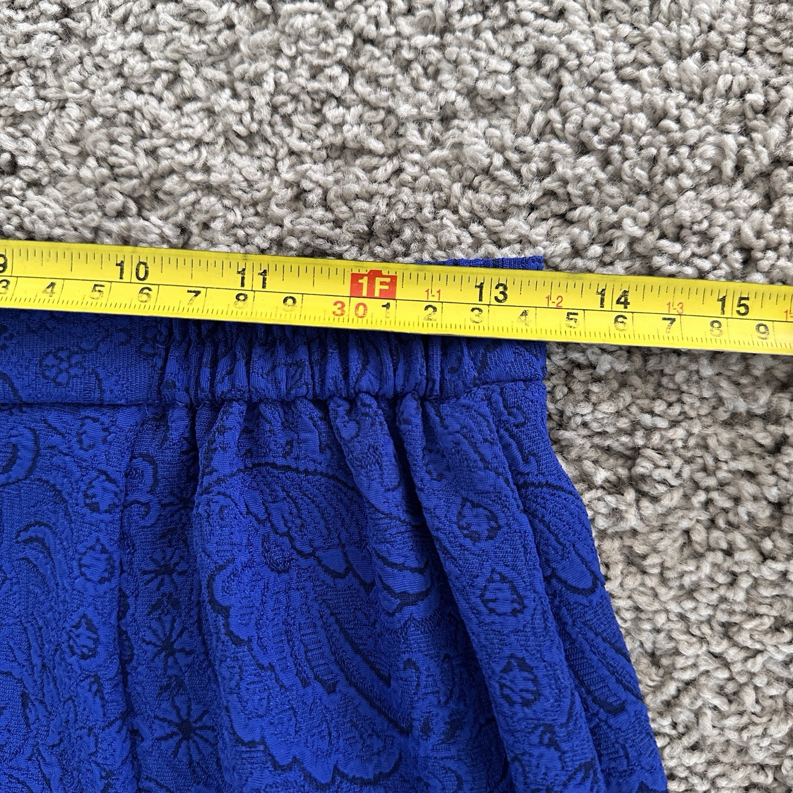 VTG Miss Dorby 2Pc Skirt Suit Set 6P Royal Blue Floral Jacquard Ruffle Coquett