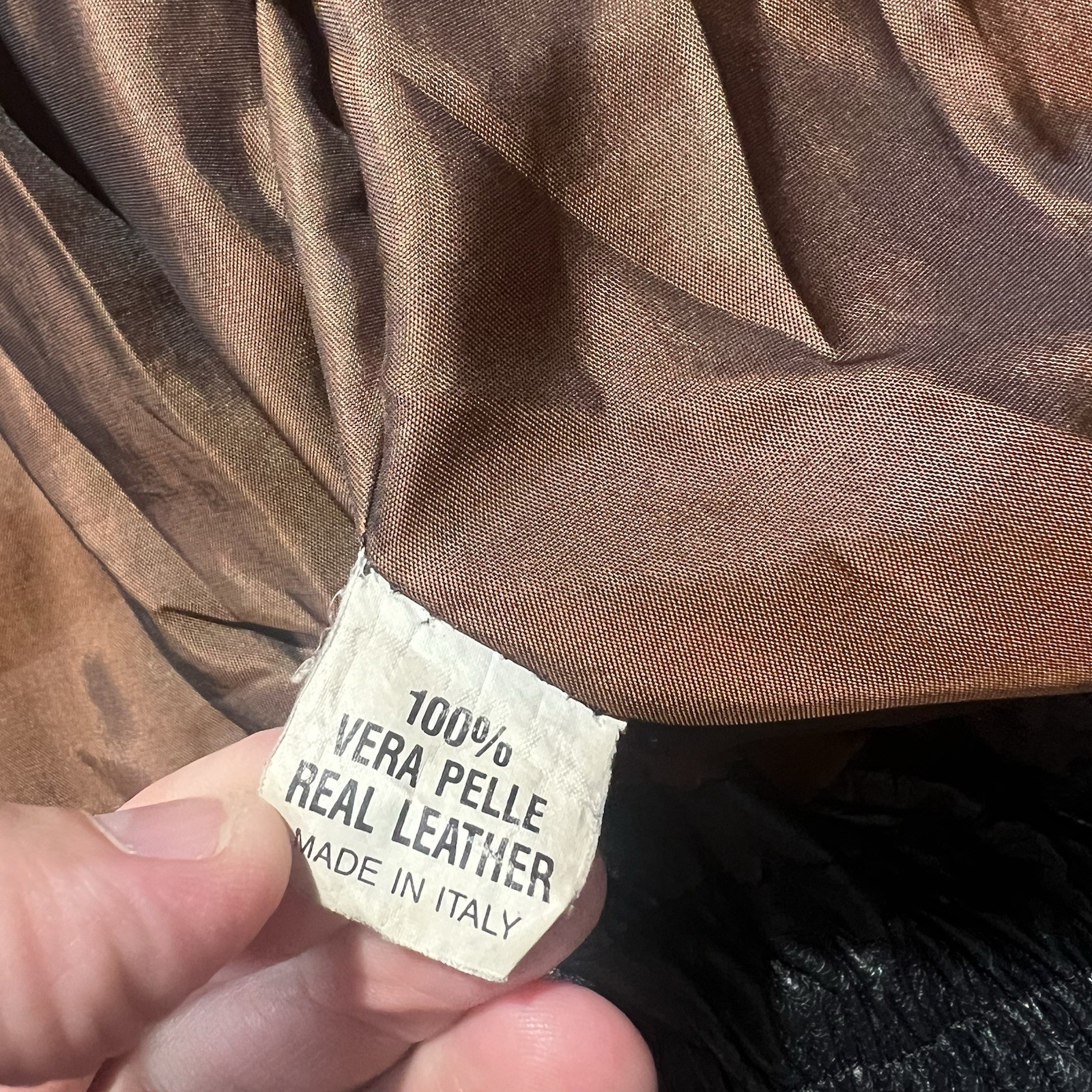 Vintage Black Brown Geometric Moto Biker Jacket Grunge 1980s 90s Italy Designer
