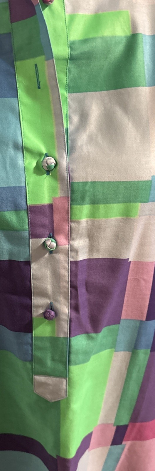 Vintage Fab 60s/ Catherine Ogust Blue color block cotton Caftan Medium size.