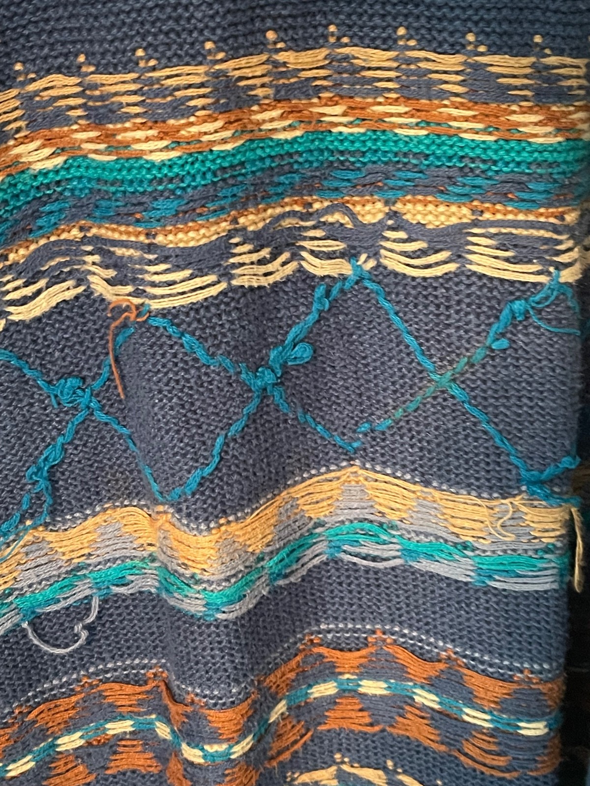 Vintage Segrets Sun Prints – Sweater Vest – Blue/Brown – Cotton/Ramie – Sz L