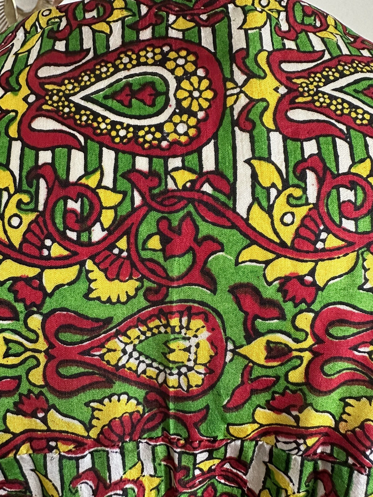70s Handfabs Indian Block Print Caftan Dress Maxi Mumu Beach Cabana Pool 80s VTG