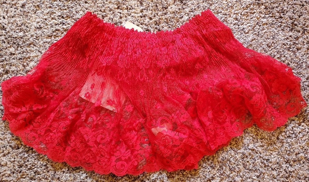 Vintage Marilyn Monroe Pin-Up RED HOT Thong Panties w/SHEER LACE Skirt! Sz M NWT