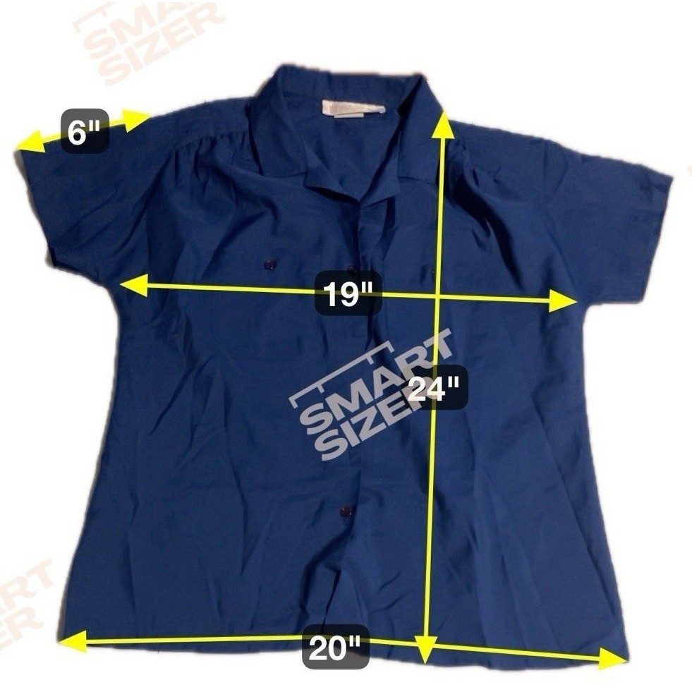 Lady Arrow Vintage Royal Blue Button Down, Woman’s Large Shirt. Notched Collar