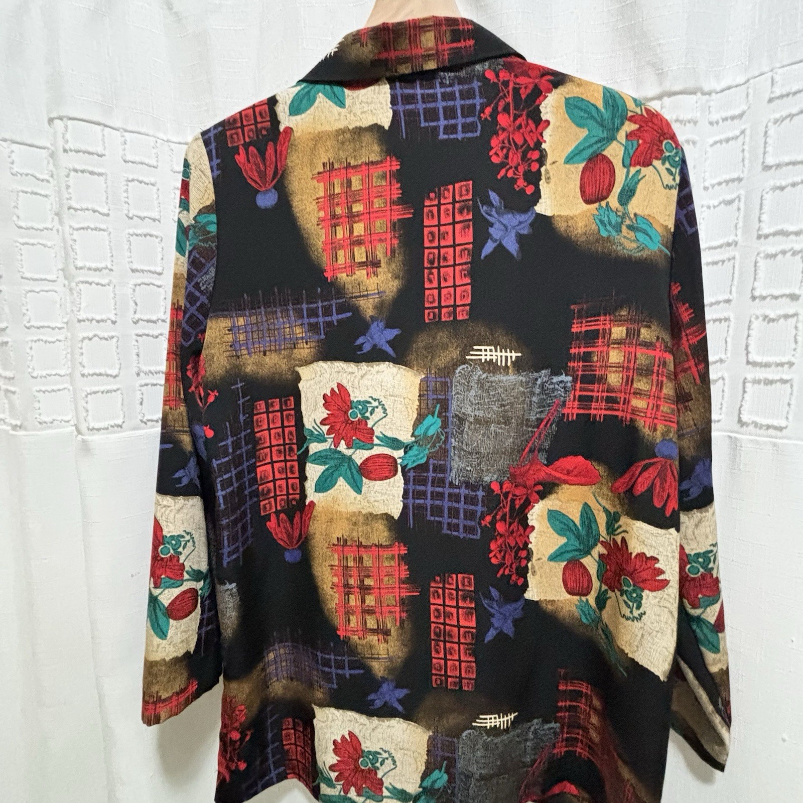Striking Vintage Richard Kristall patchwork Blazer geometric and floral pattern