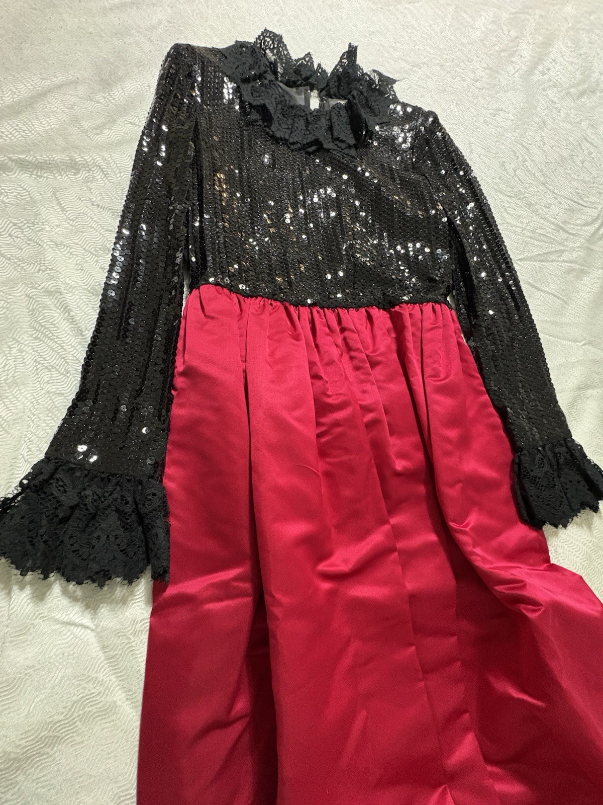 William Pearson Vintage Black Sequin And Red Satin Long Dress Size Small